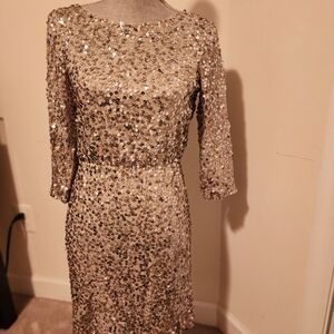 Alice + Olivia Gold Sequin Long Sleeve Dress